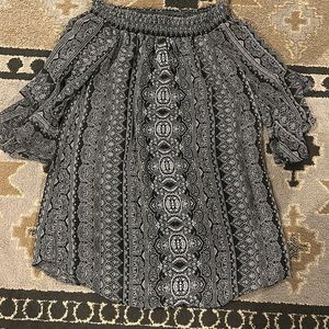 XL Off shoulder dress with 3/4 flutter sleeves